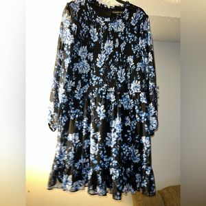 Long sleeve, ruched chest, fit and flare dress